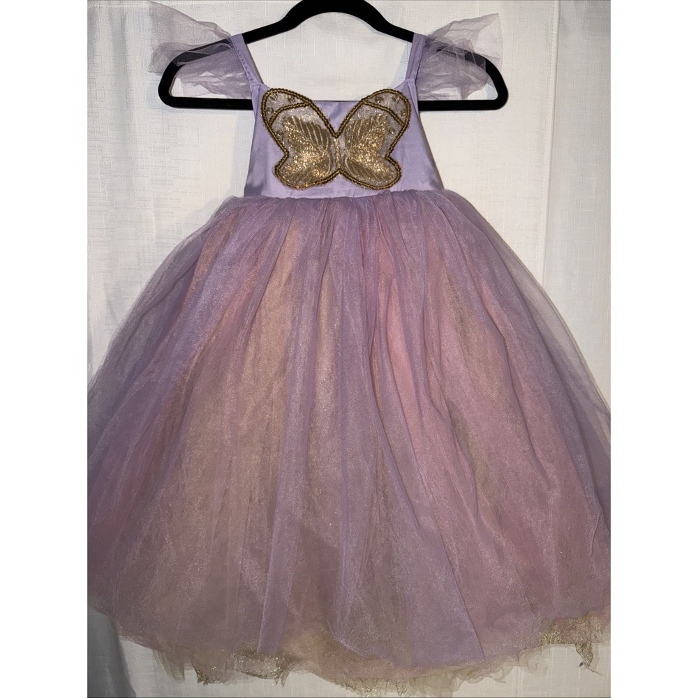 Pottery Barn Kids Lavender Gold Butterfly Fairy Princess Halloween Costume 7-8